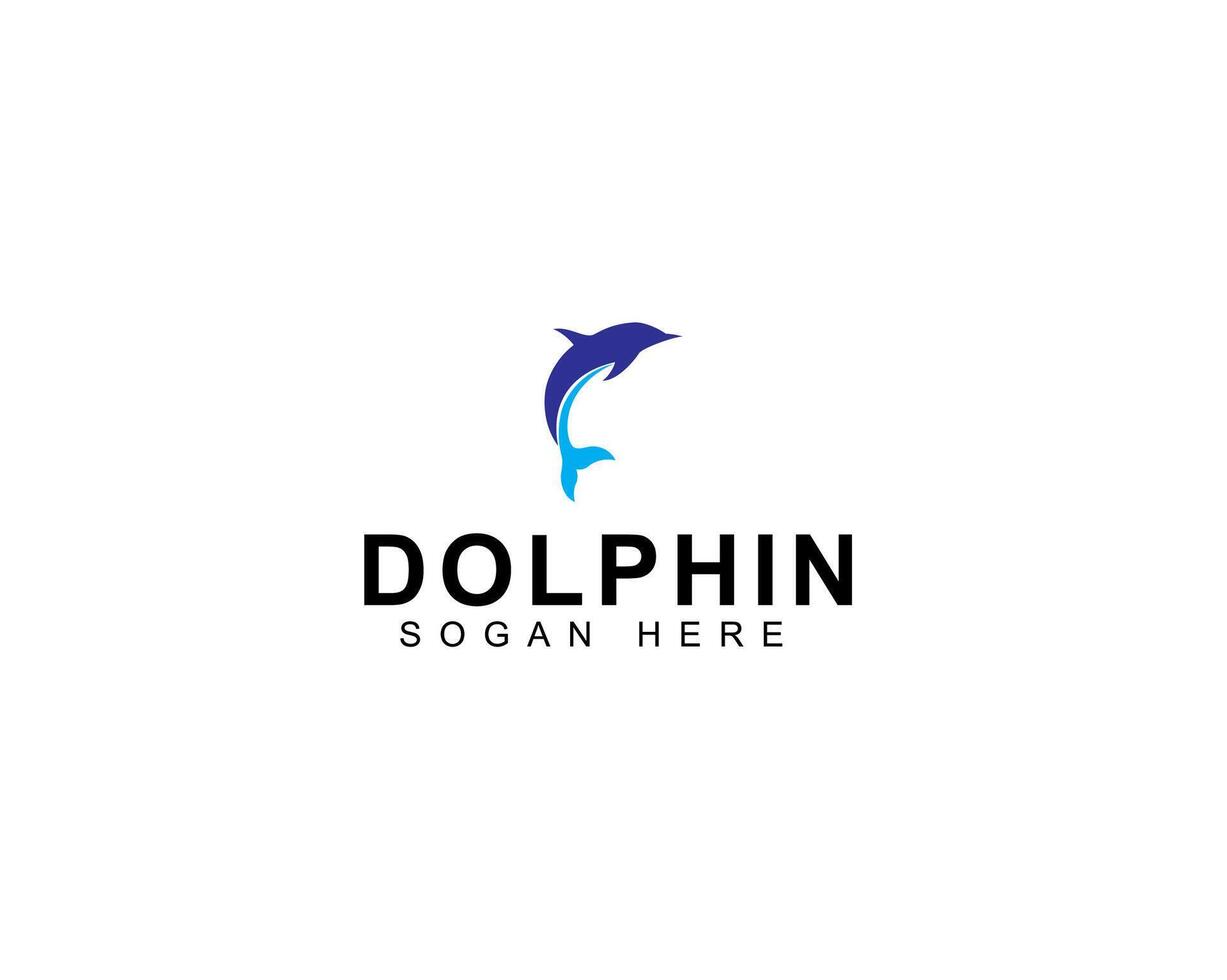 Dolphin Logo Design. Dolphin jump on the waves of the sea or beach with a creative idea. vector