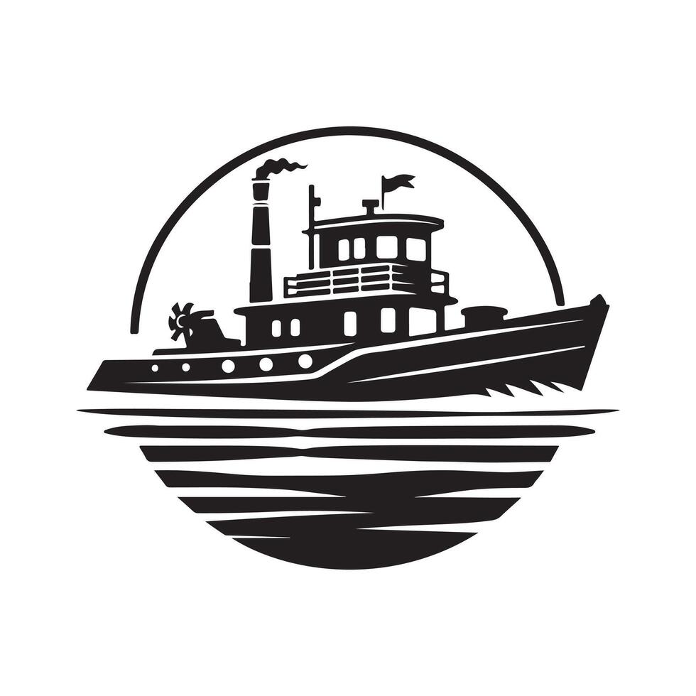 Towboat Silhouette Vectors for Clean and Minimalist Designs