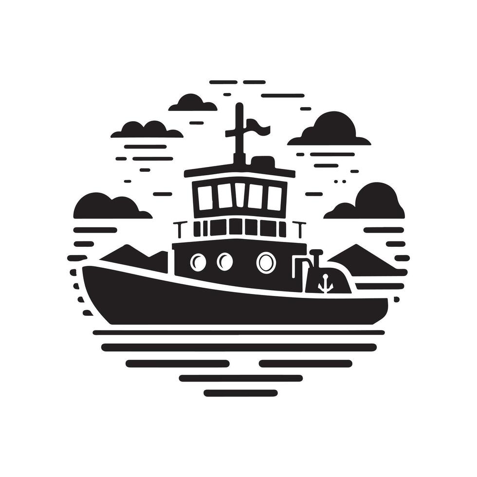 Towboat Silhouette Vectors Graphics for Educational Posters