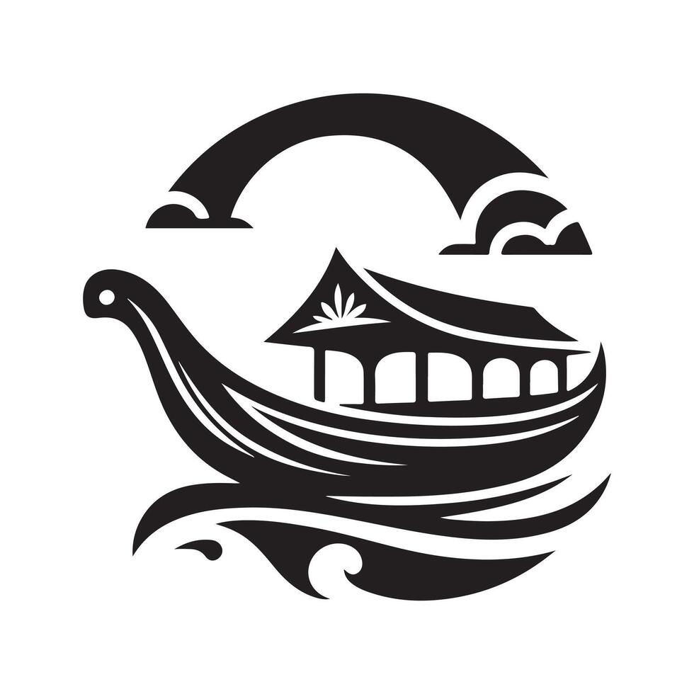 Sampan Silhouette Vectors Graphics for Custom Illustrations