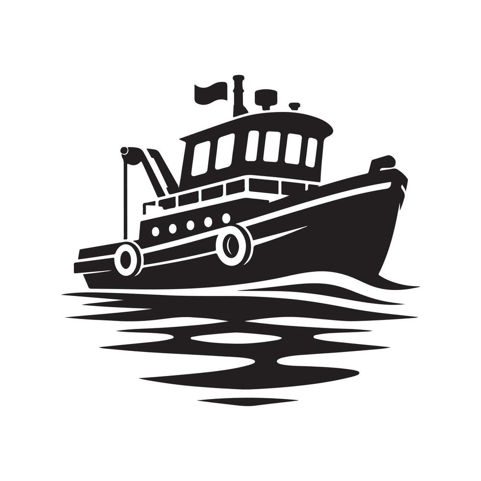 Towboat Silhouette Vectors Designs for Modern Graphics