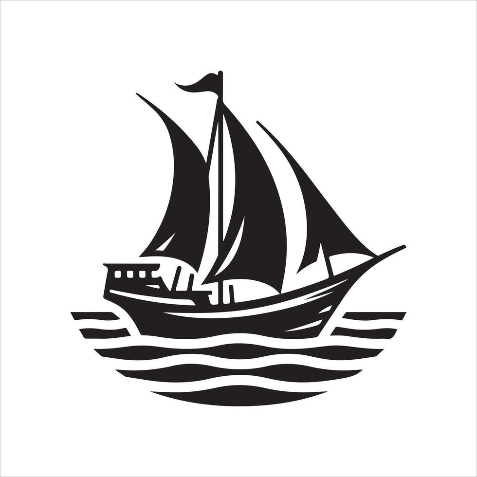Yawl Silhouette Vectors Art for Infographic Design