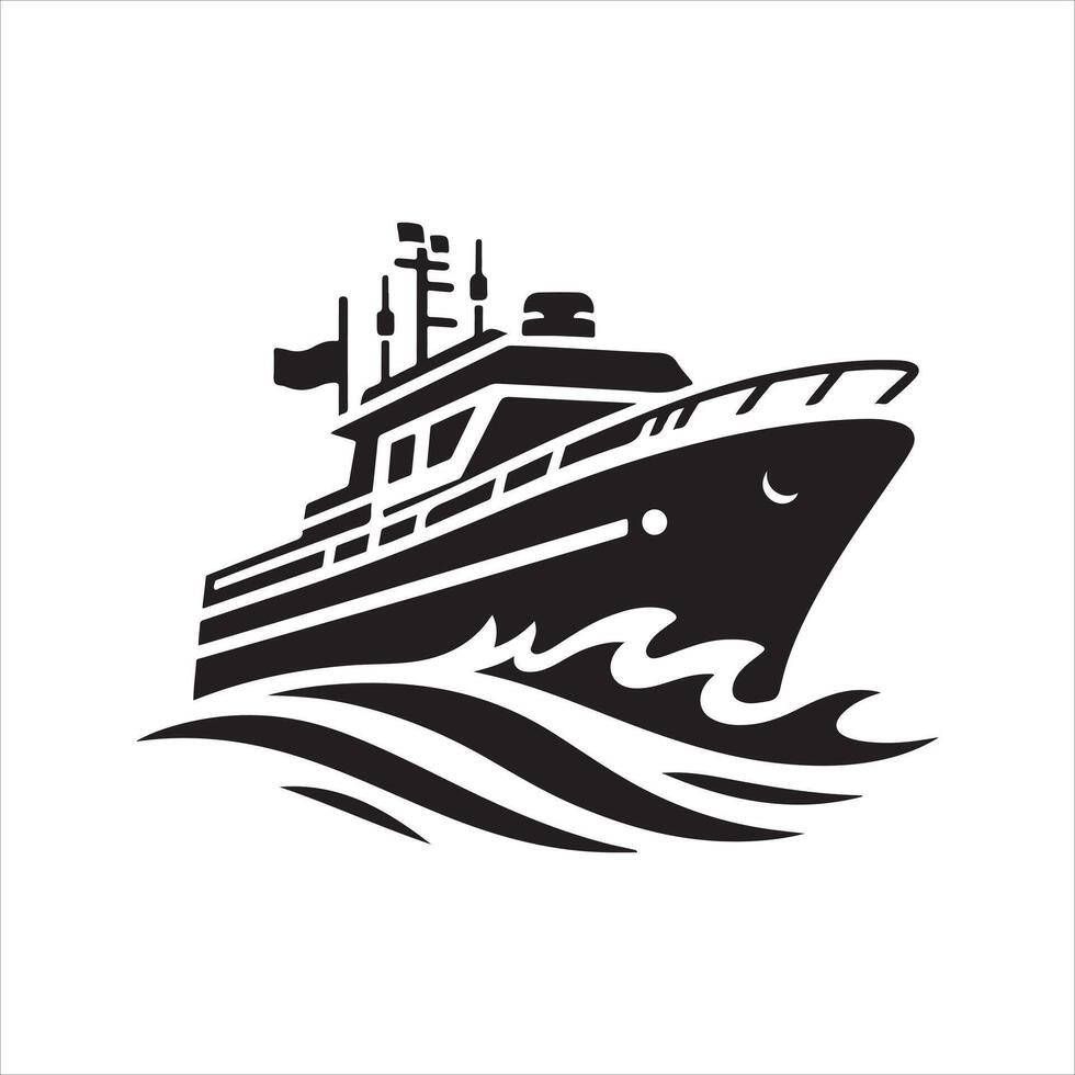 Patrol Boat Silhouette Vectors for Ocean-Themed Graphics