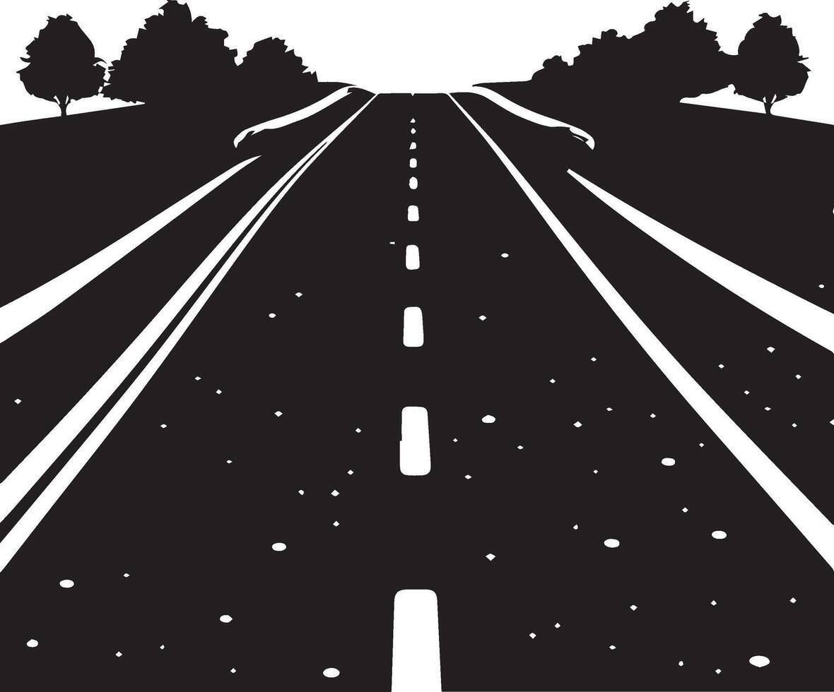 Road Straight with tree black vector