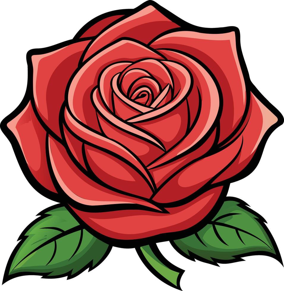 Vibrant Red Rose Illustration, Perfect for Design Projects vector