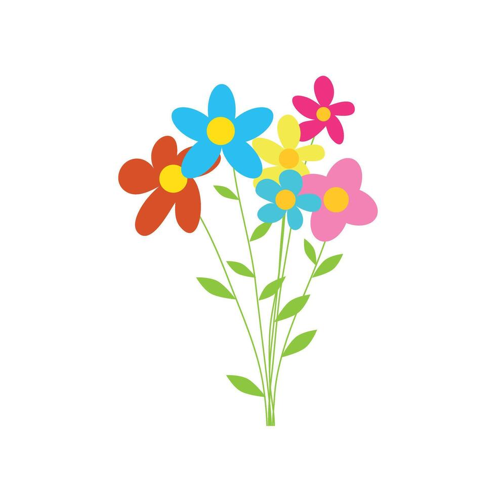 Colorful Hand Drawn Flower Bouquet vector