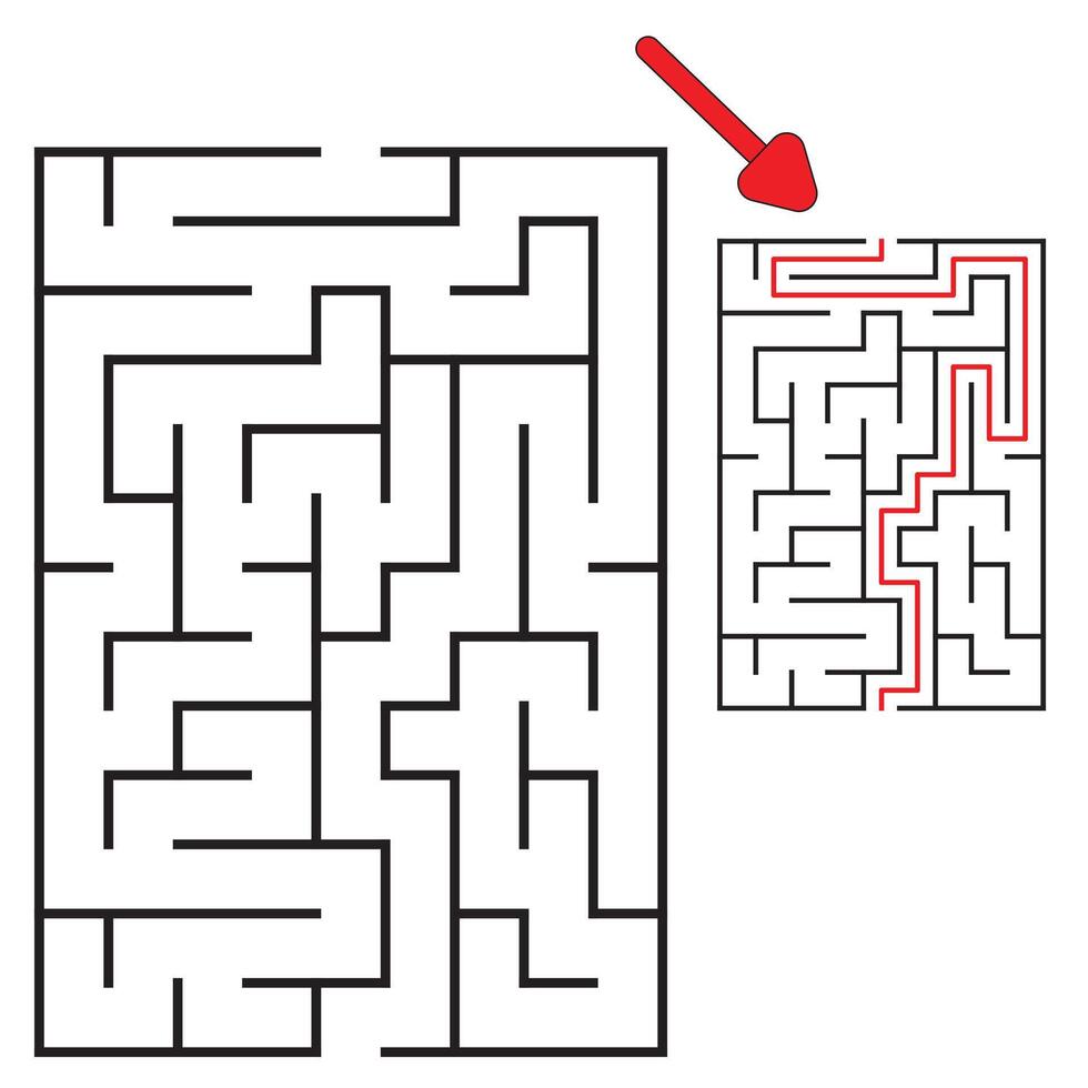 a maze with a red arrow pointing to the right vector
