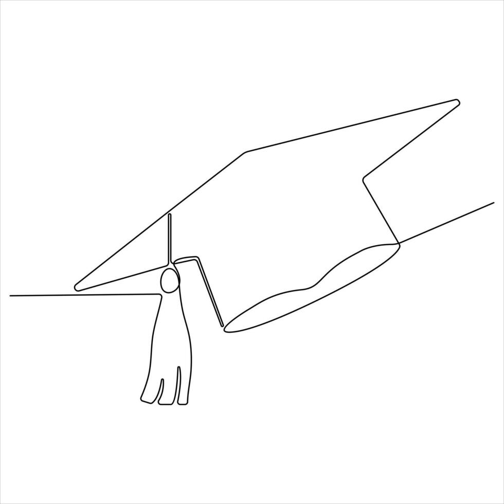 Toga hat education single line continuous line art outline design illustration vector