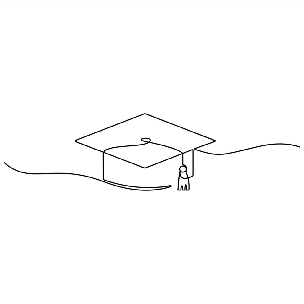 Graduation Cap One Line Drawing vector