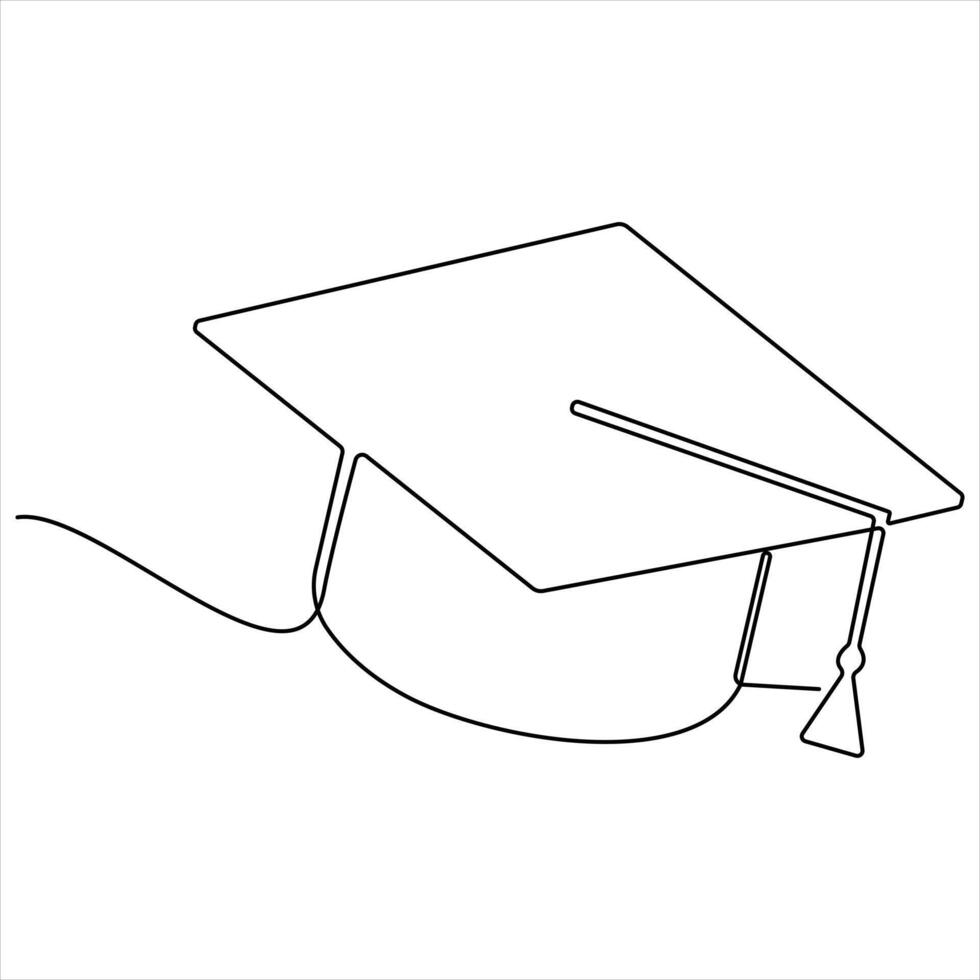Continuous one line Toga hat education single line art illustration vector