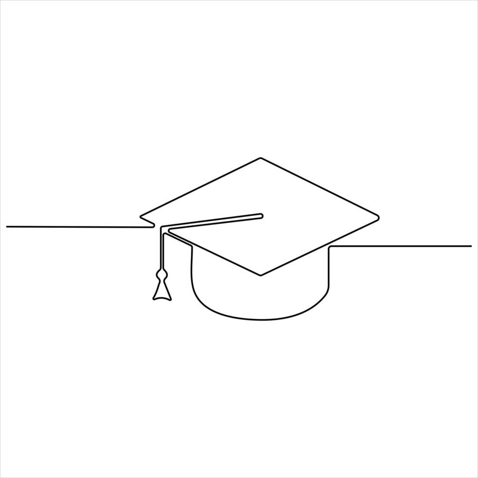 Toga hat education single line continuous line art drawing outline design illustration vector