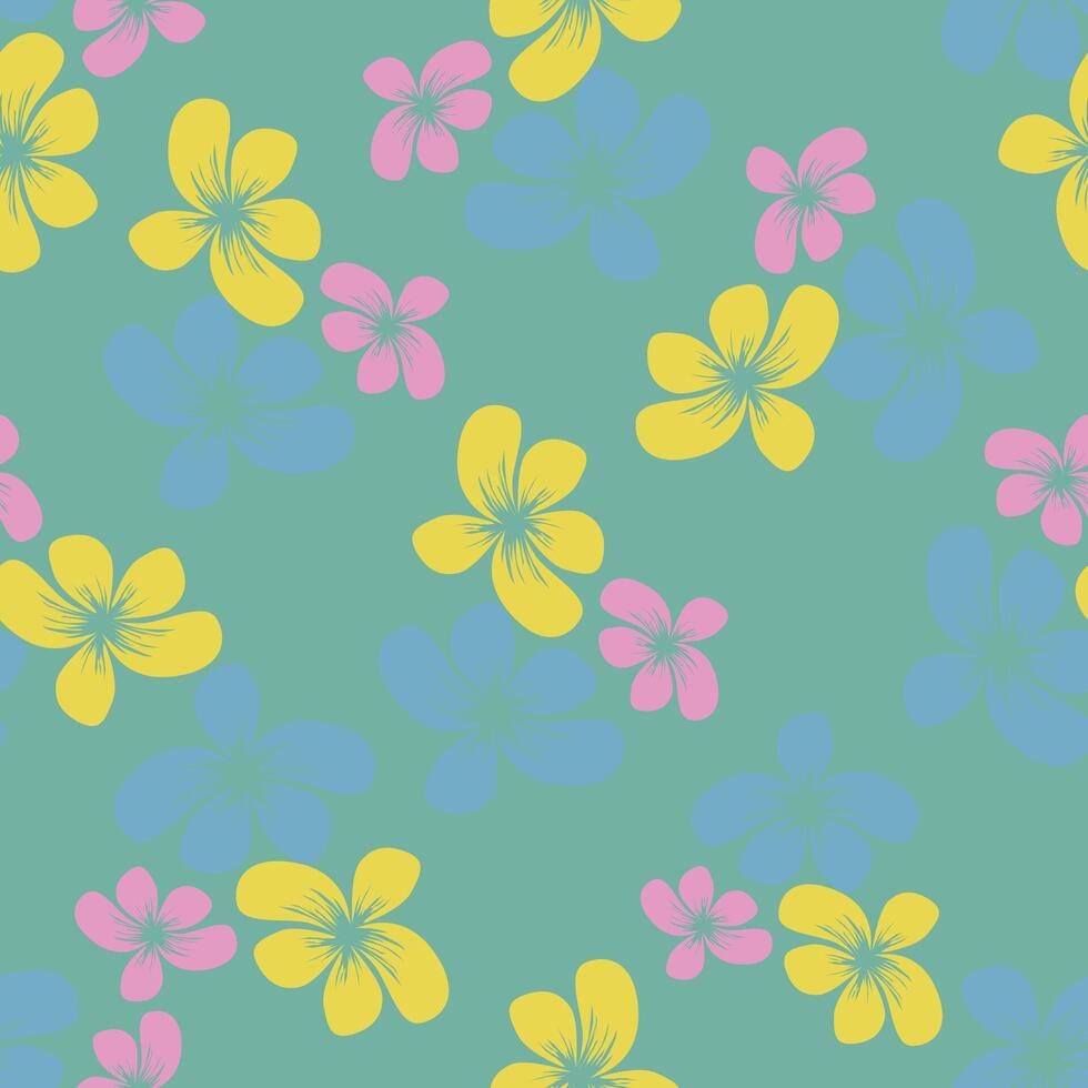 Floral pattern in the many kind of flowers. Tropical botanical Motifs vector