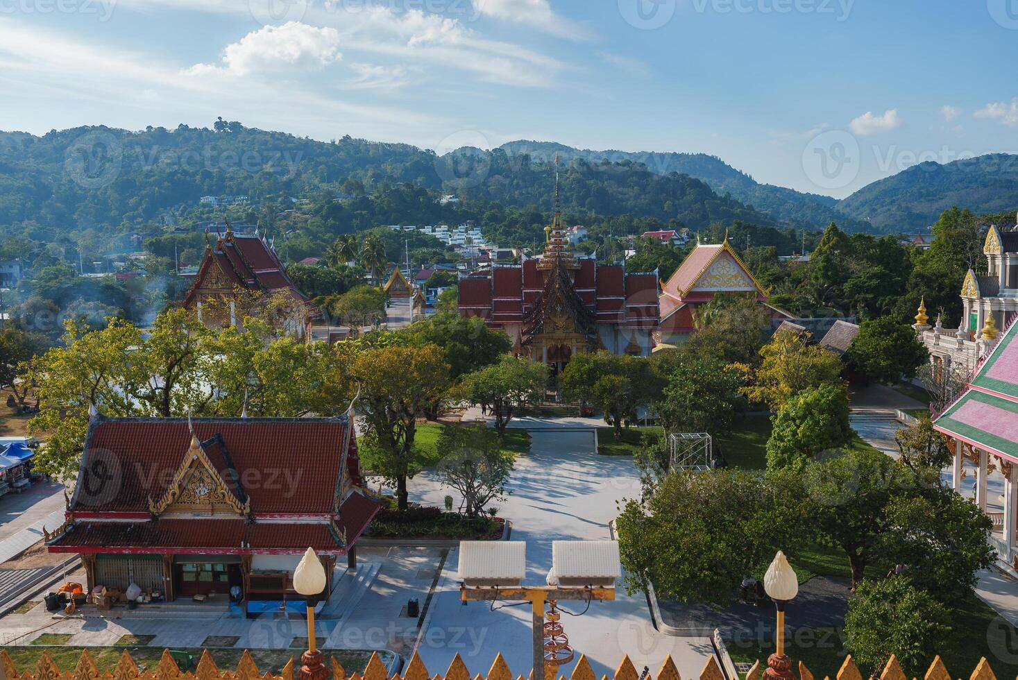 Wat Chalong Temple Complex with Ornate Architecture in Phuket, Thailand photo