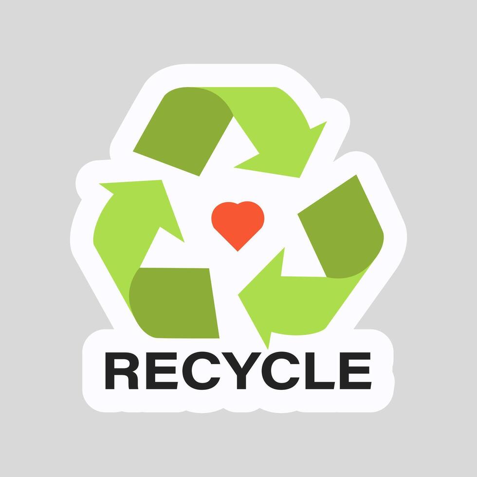 Recycling symbol ecology sticker in flat design. illustration isolated. vector