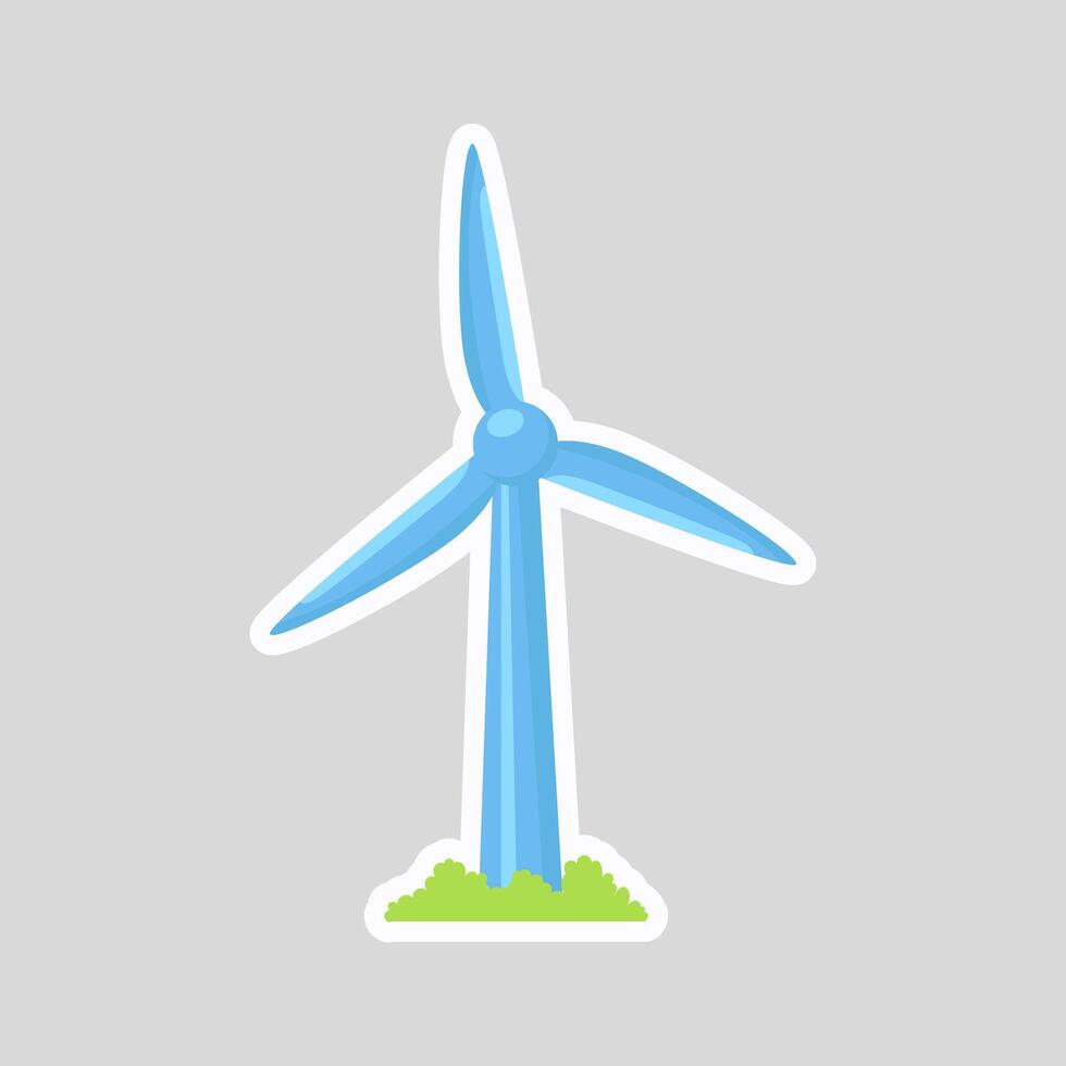 Wind turbine ecology sticker in flat design. illustration isolated. vector