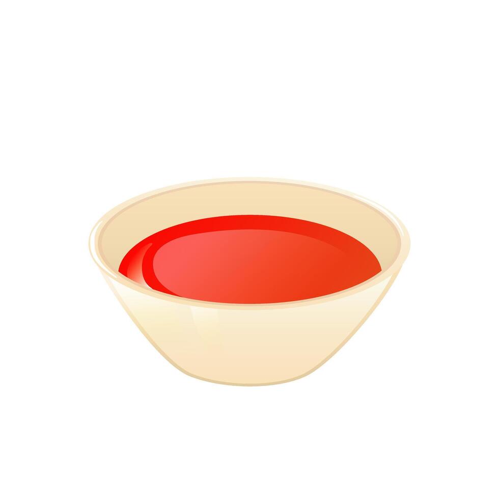 Ketchup sauce in bowl in flat design. illustration isolated. vector