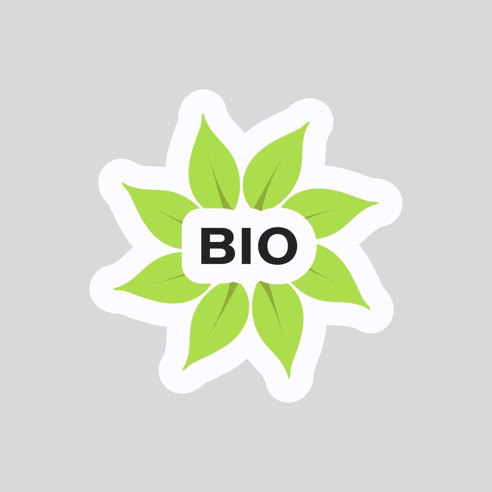 Bio slogan on ecology sticker in flat design. illustration isolated. vector