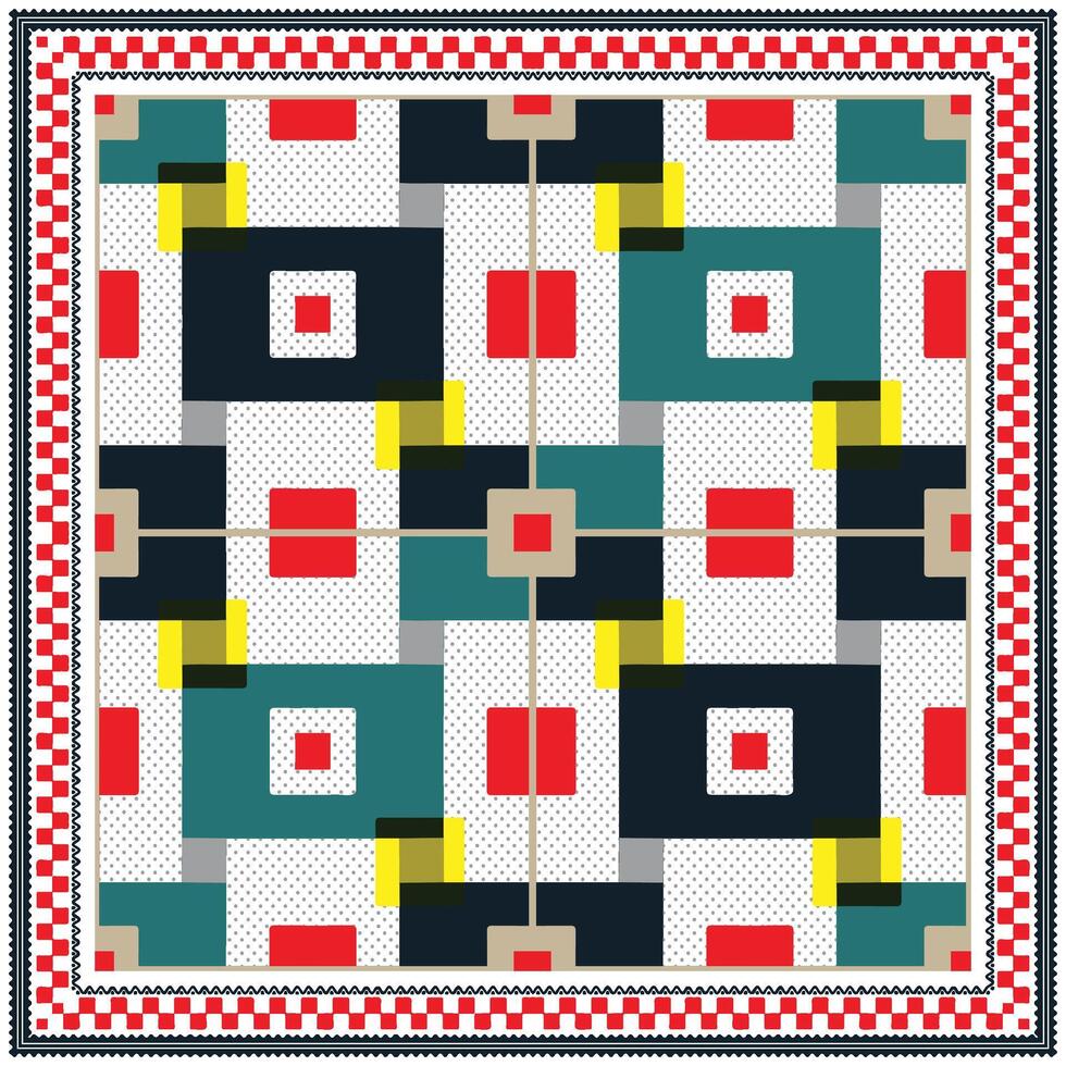 Square abstract Colorful geometric quilt pattern vector