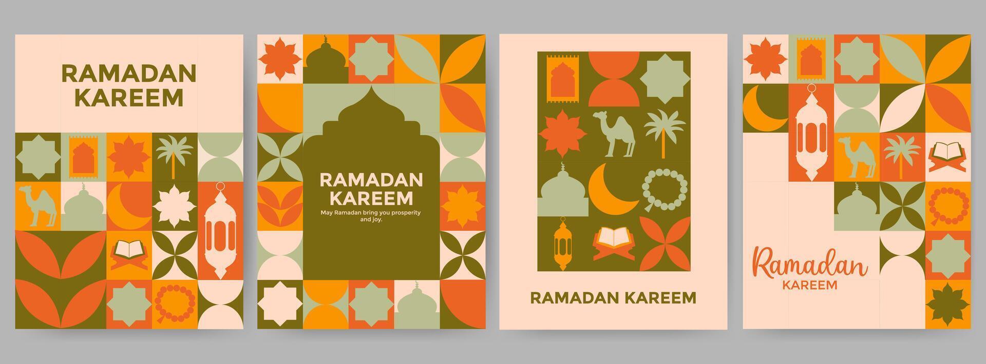 Ramadan Kareem minimalist geometric design for banner, card, cover. vector