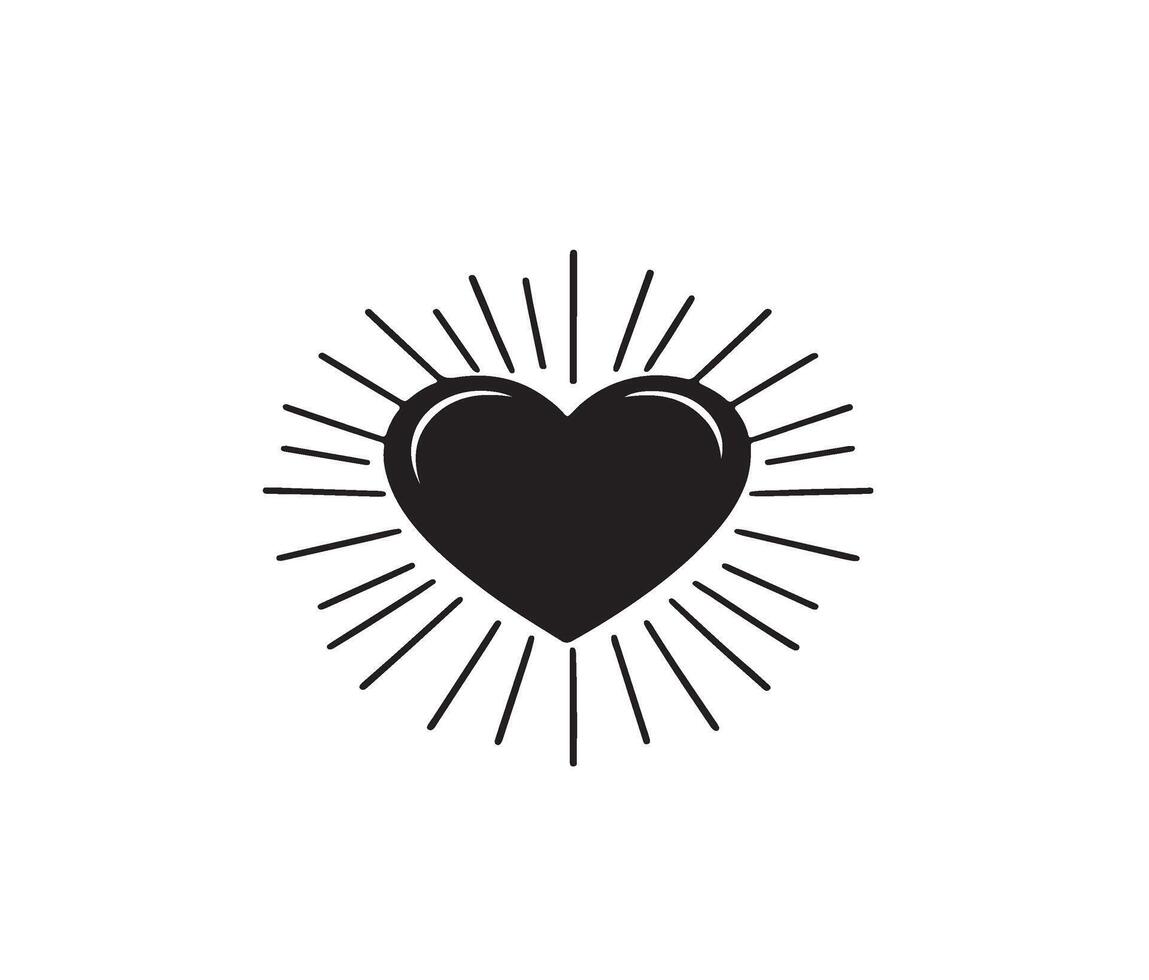 heart icon with rays of light vector