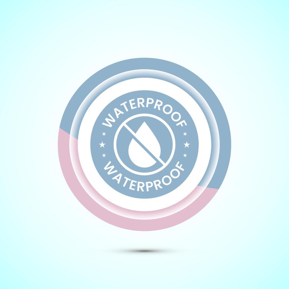 Waterproof icon design illustration, water resistant signs, liquid proof protection. Pastel color button design vector