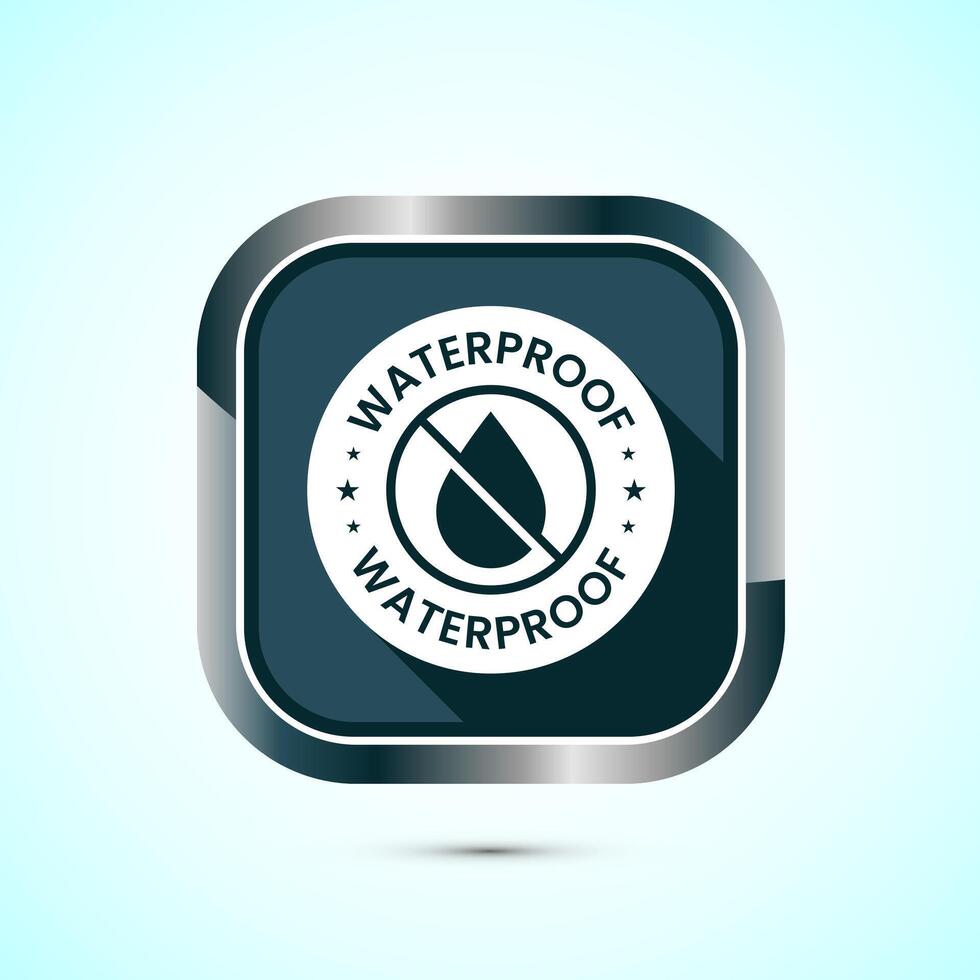 Waterproof icon design illustration, water resistant signs, liquid proof protection. Gray shadow button design vector
