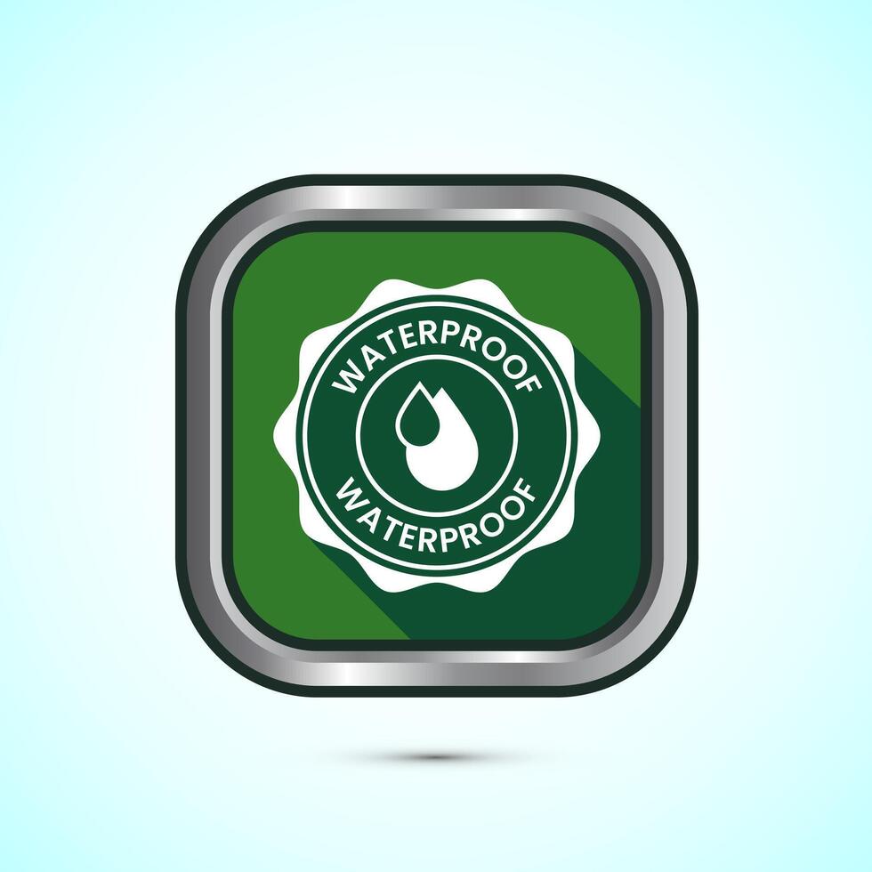 Waterproof icon design illustration, water resistant signs, liquid proof protection. Green shadow button design vector