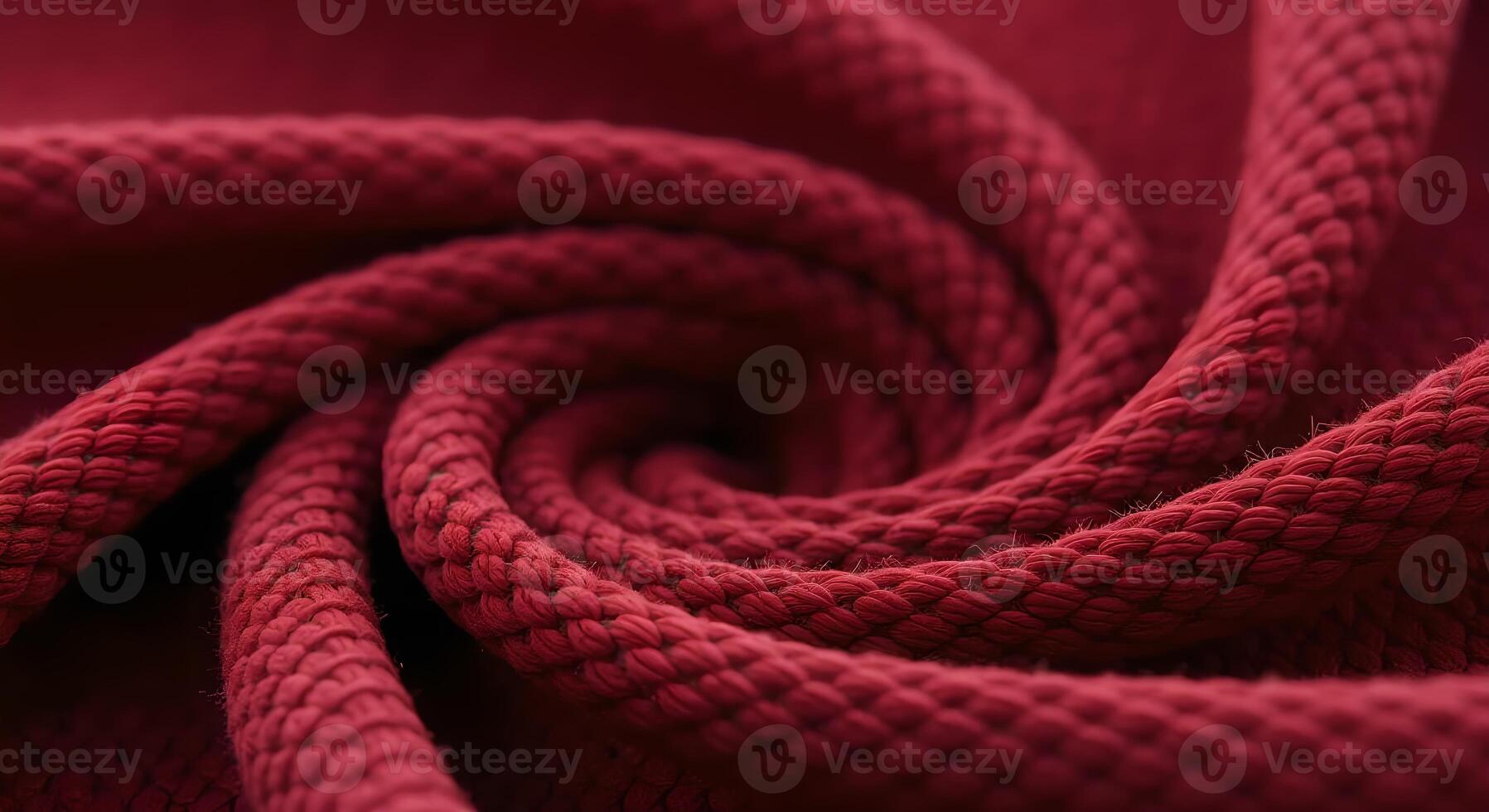 Red fabric chenille with a spiral pattern. The fabric is red and has a lot of texture. The spiral pattern is very intricate and detailed photo