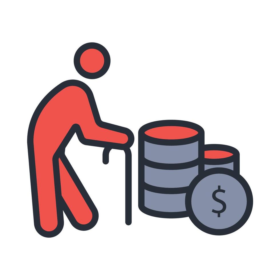 retirement icon. .Editable stroke.linear style sign for use web vector