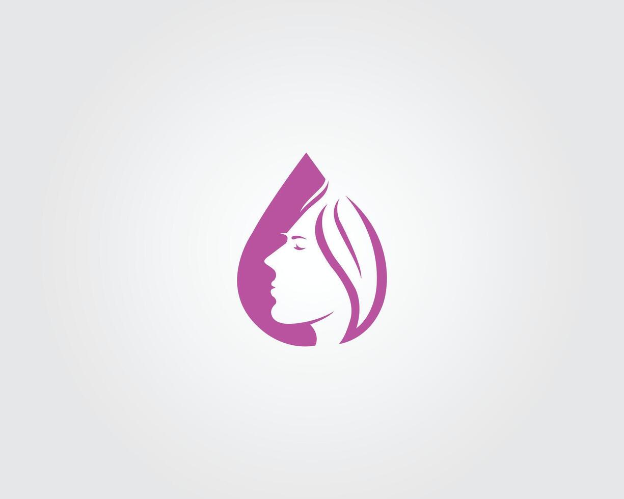 Beauty with drop and face logo design concept template. vector