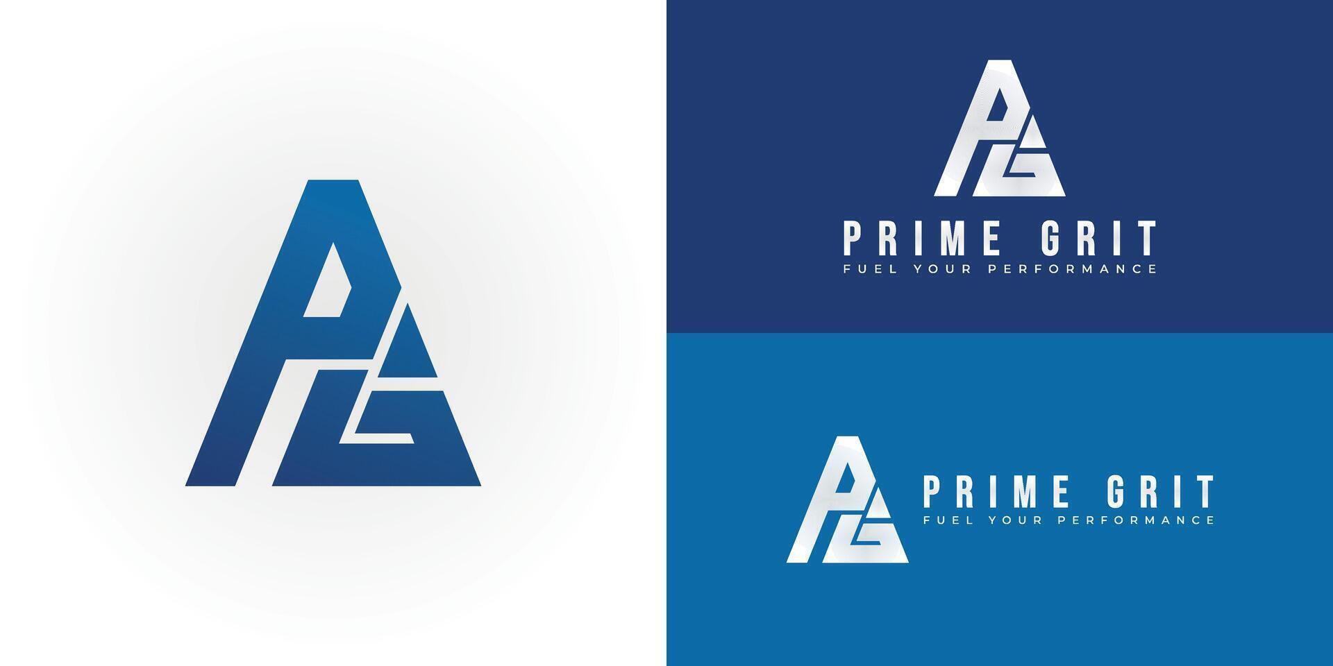 The dynamic logo design features the initials PG creatively integrated within a powerful triangular shape, creating a unique and visually striking symbol that evokes a sense of strength and stability vector
