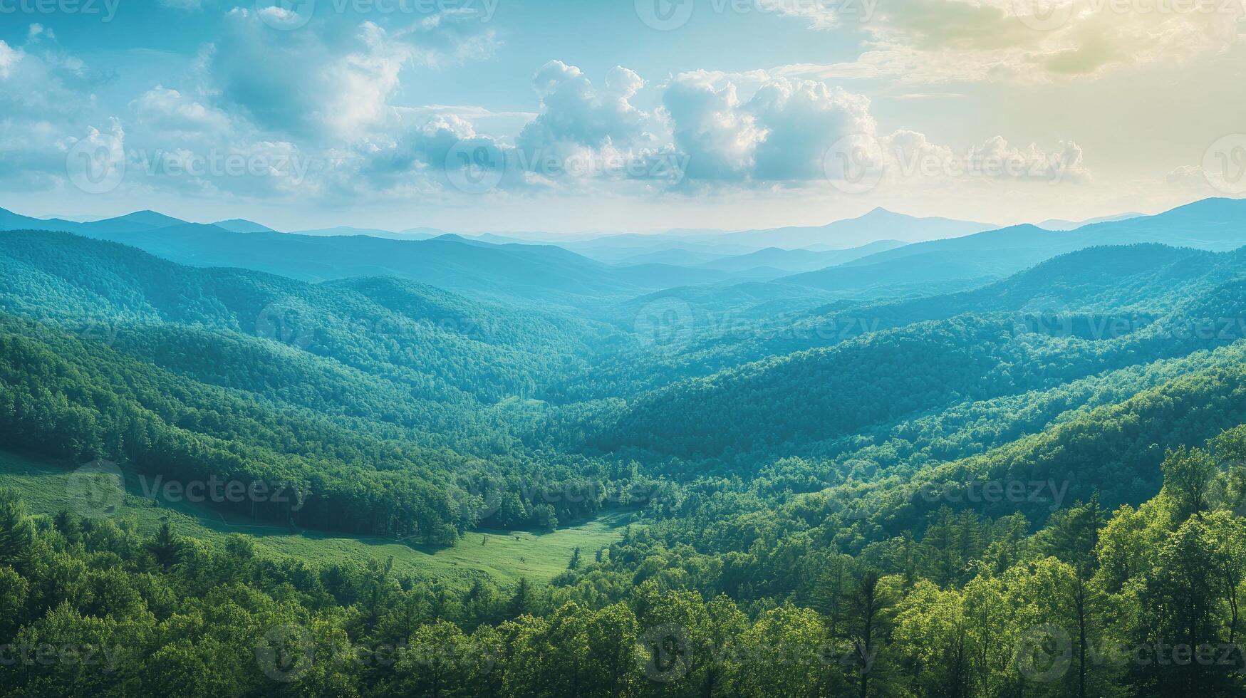 Appalachian mountains stretching into the distance under cloudy sky during sunset photo