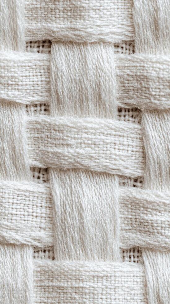 Interlaced white fabric creating textured pattern background. photo