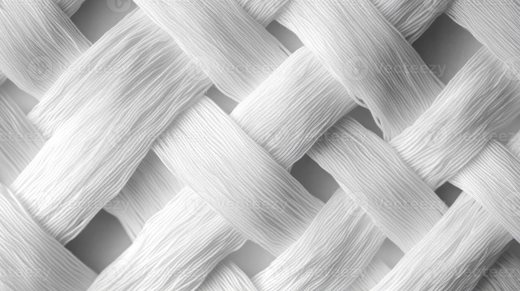 Interlaced white fabric creating textured pattern photo