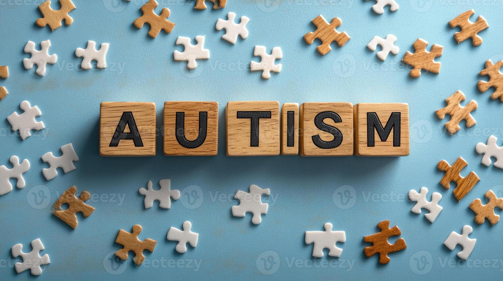 Autism awareness puzzle pieces showing neurodiversity photo