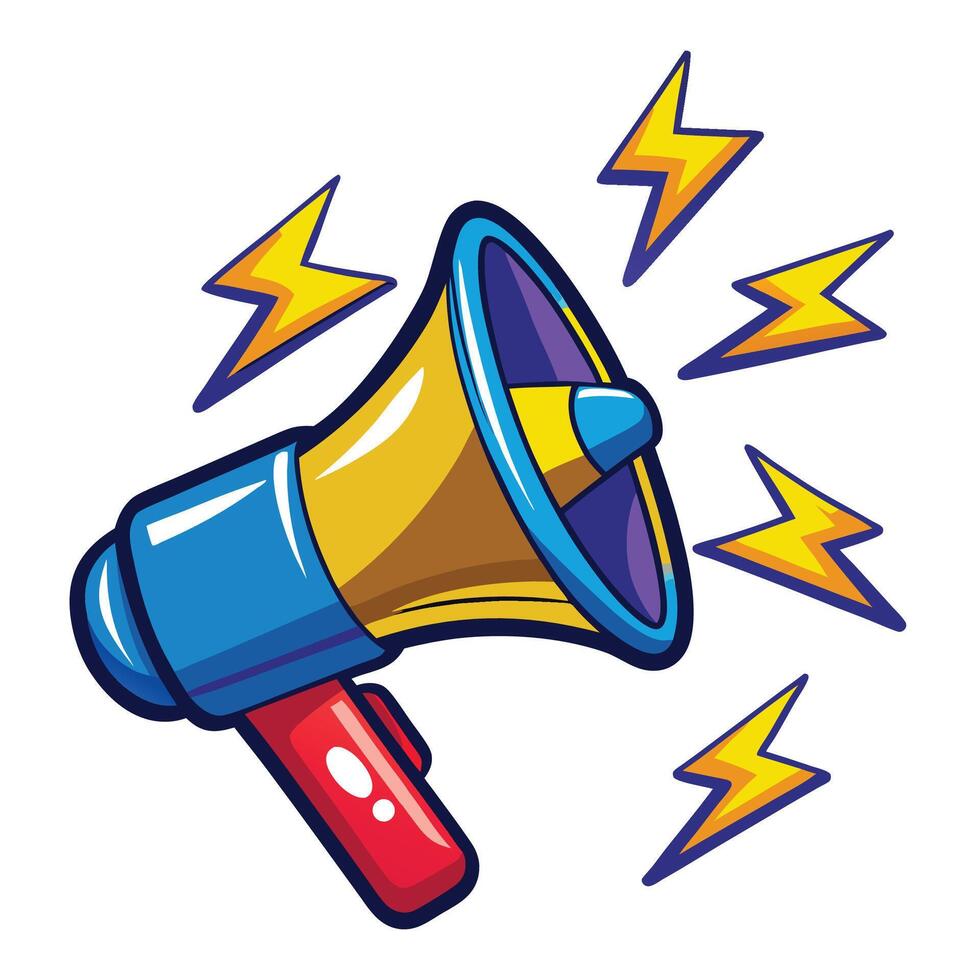 a cartoon megaphone with lightning vector