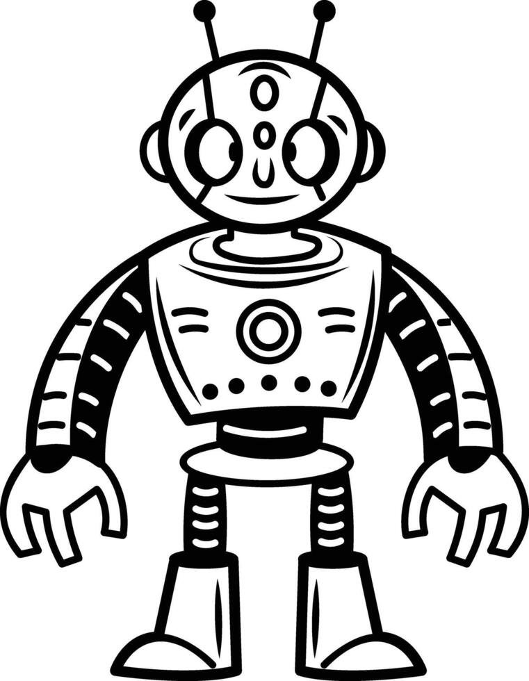 A hand drawn icon of robot alien vector