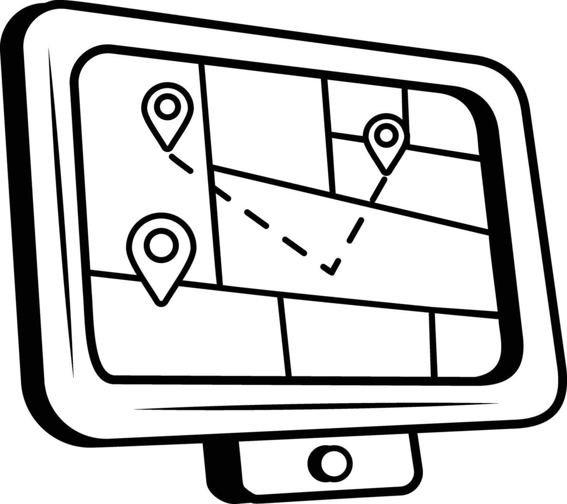 Gps navigation system icon in drawing style vector