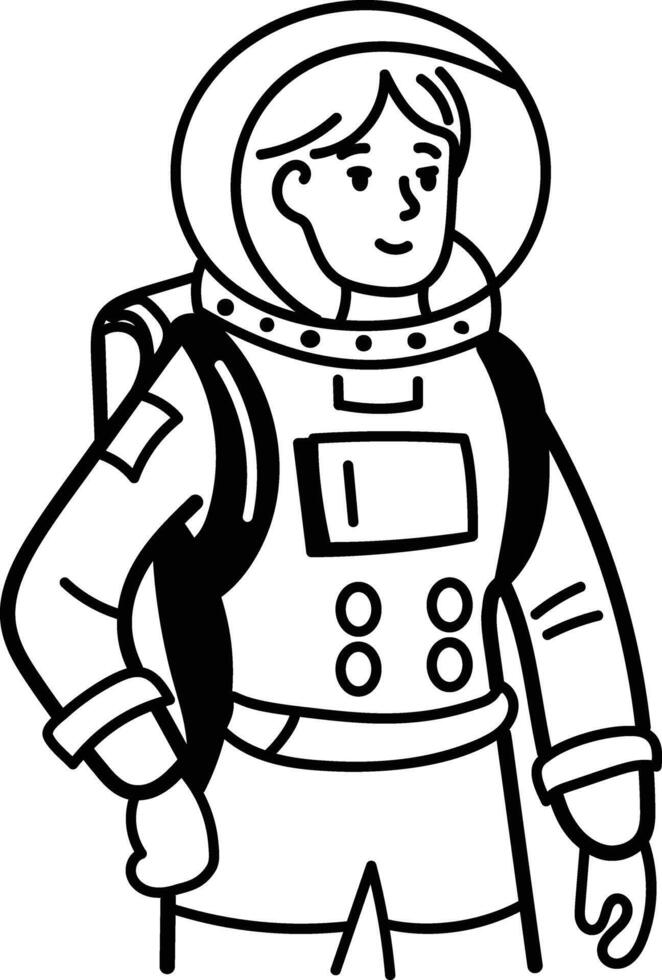 Female astronaut icon in drawing style vector