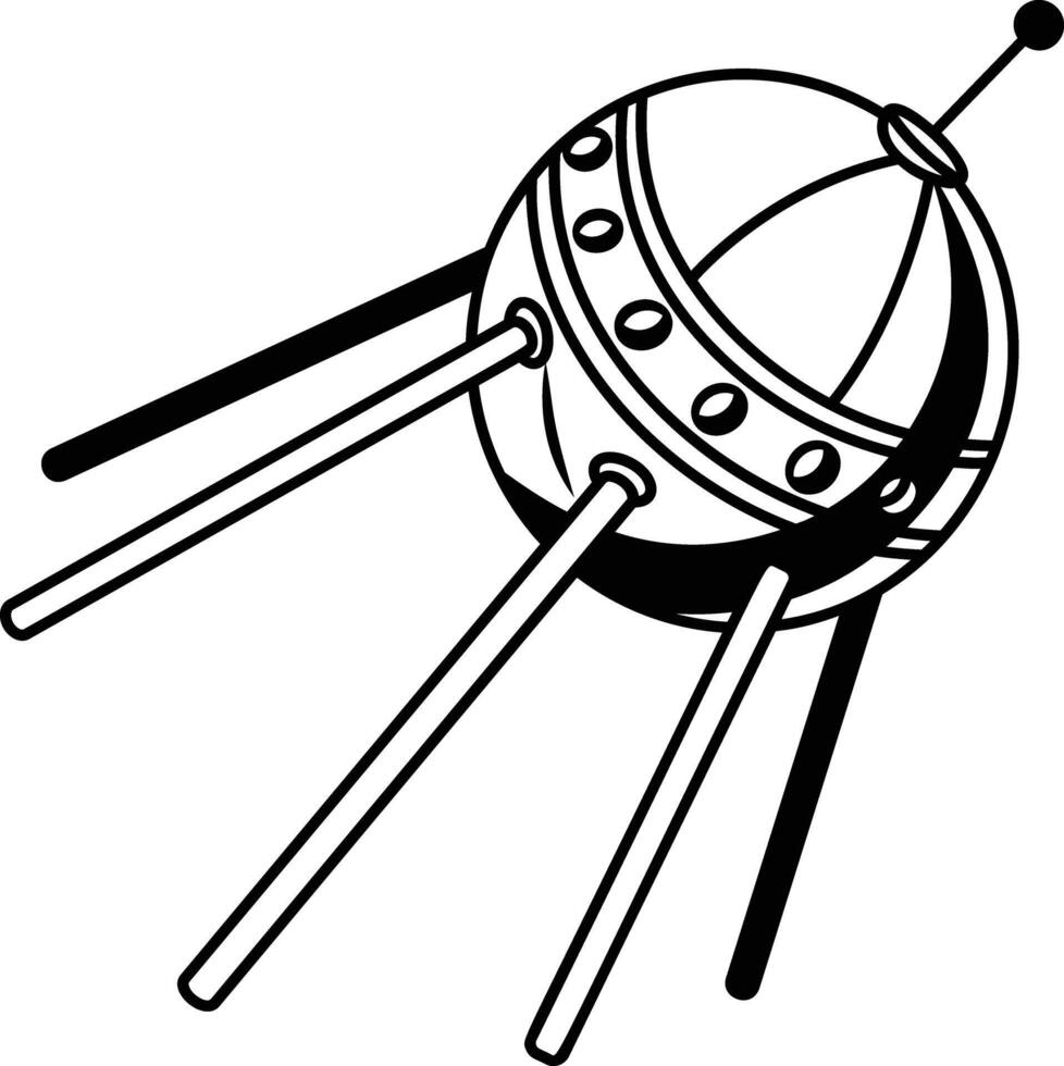 Space sputnik icon in drawing style vector