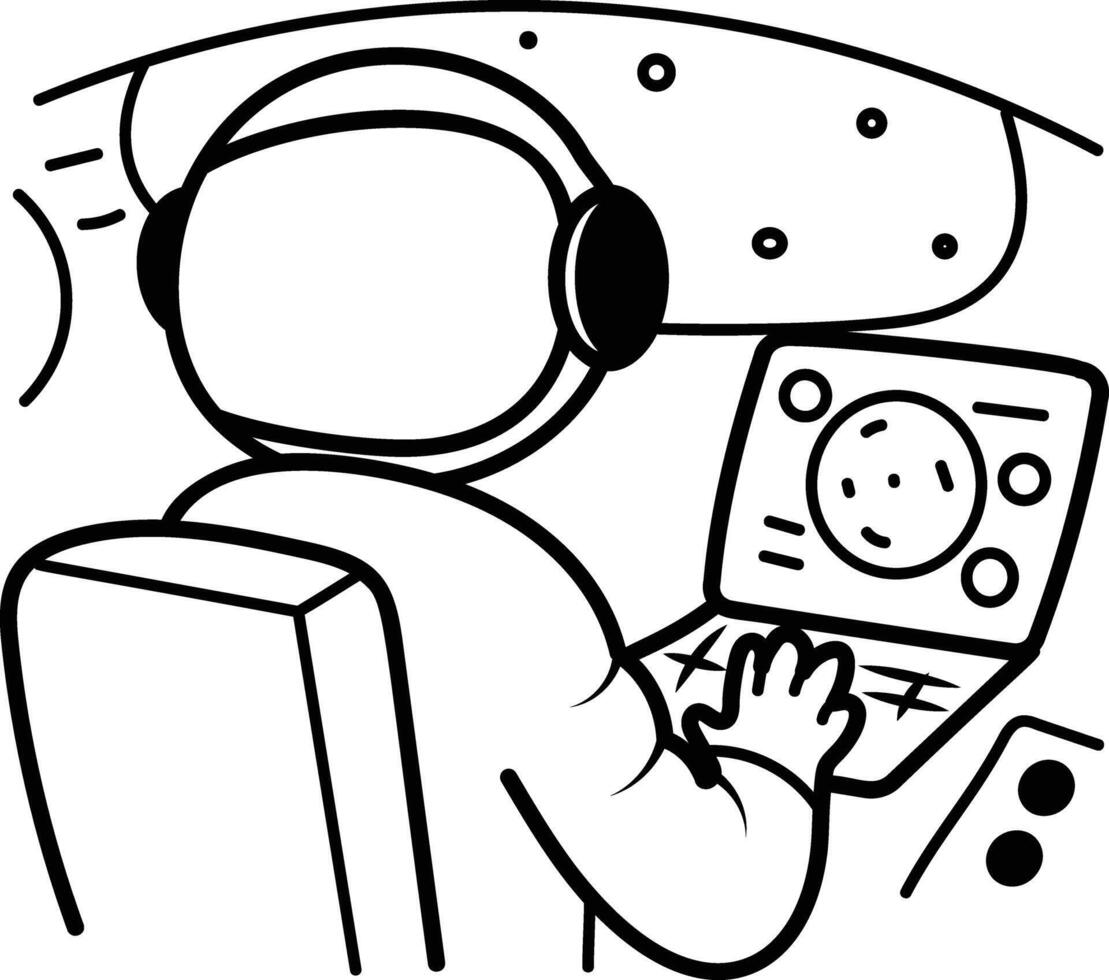 Space traveller icon in drawing style vector