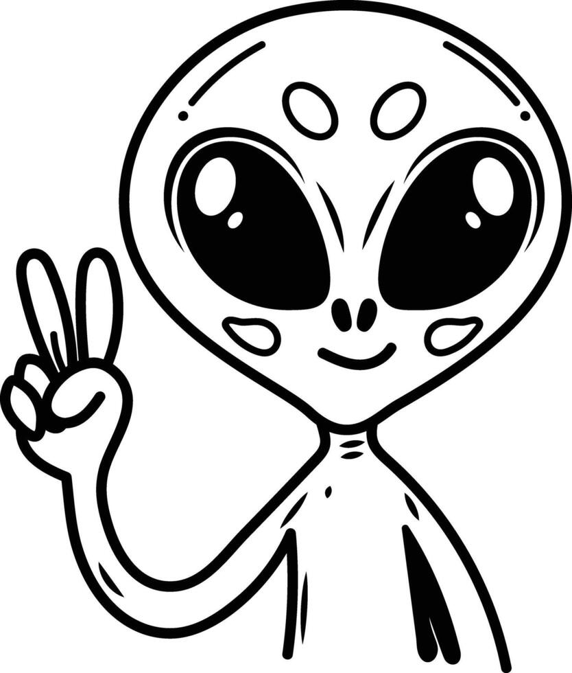 Alien peace icon in hand drawn style vector