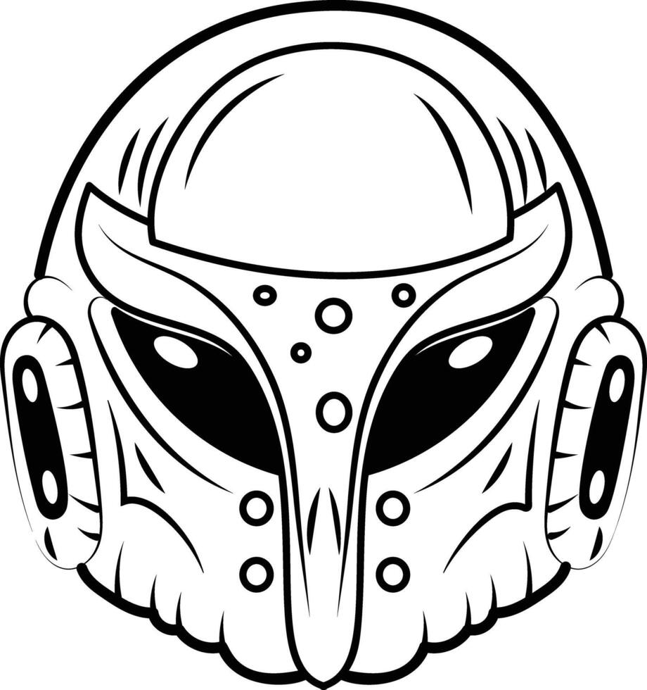 Alien helmet icon in drawing style vector