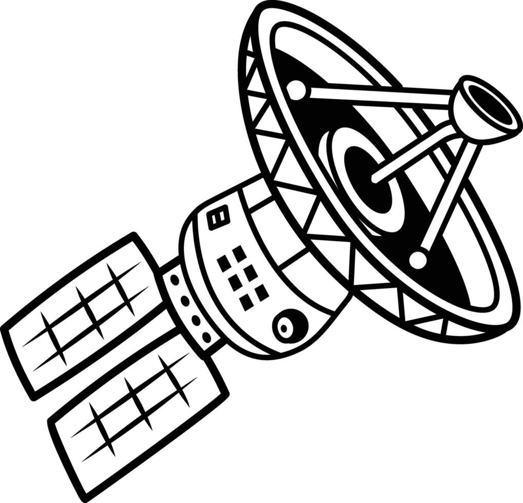 Communication satellite icon in doodle style vector