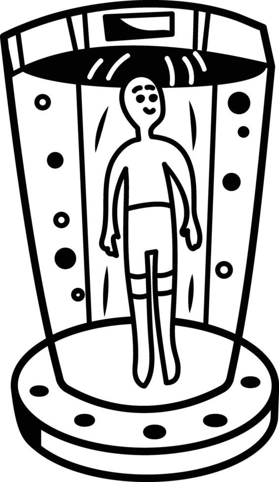 Cryo chamber icon in doodle style vector