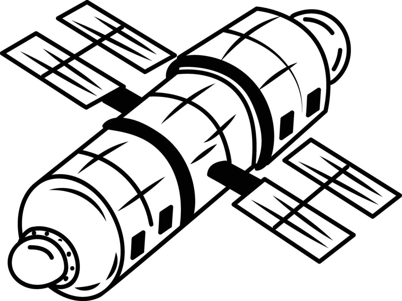 A doodle style icon of space satellite vector