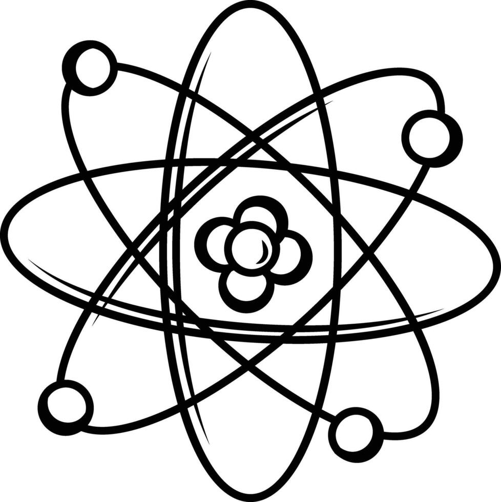 Atom particle icon in doodle style vector