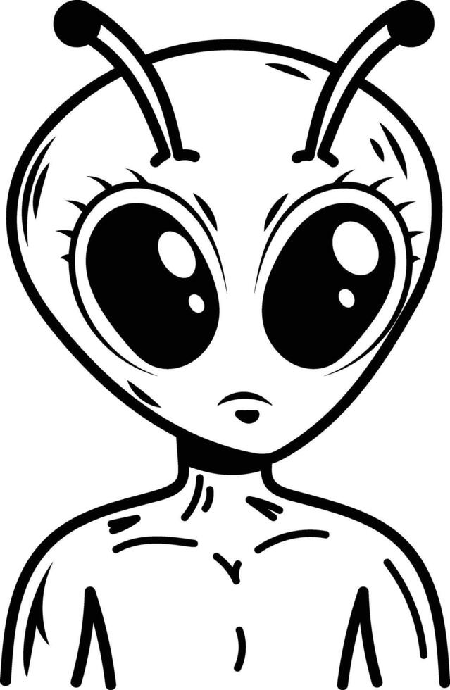Extraterrestrial character icon in doodle style vector