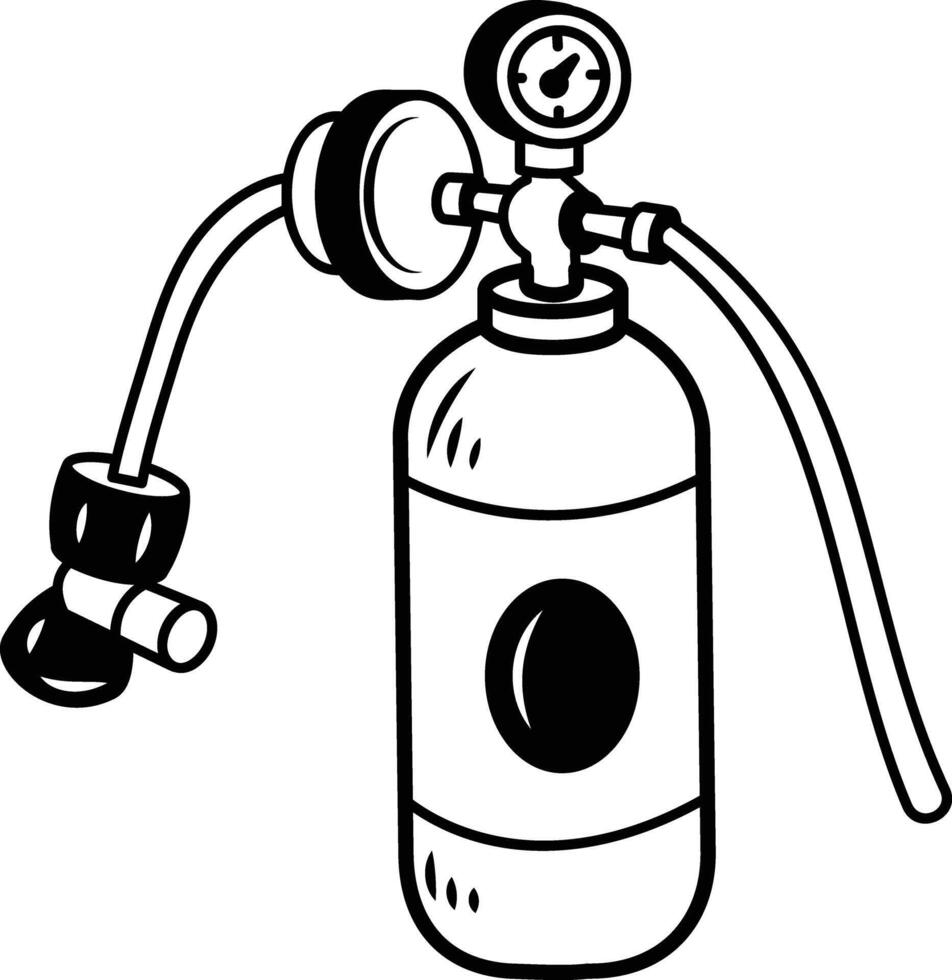 Oxygen tank icon in doodle style vector