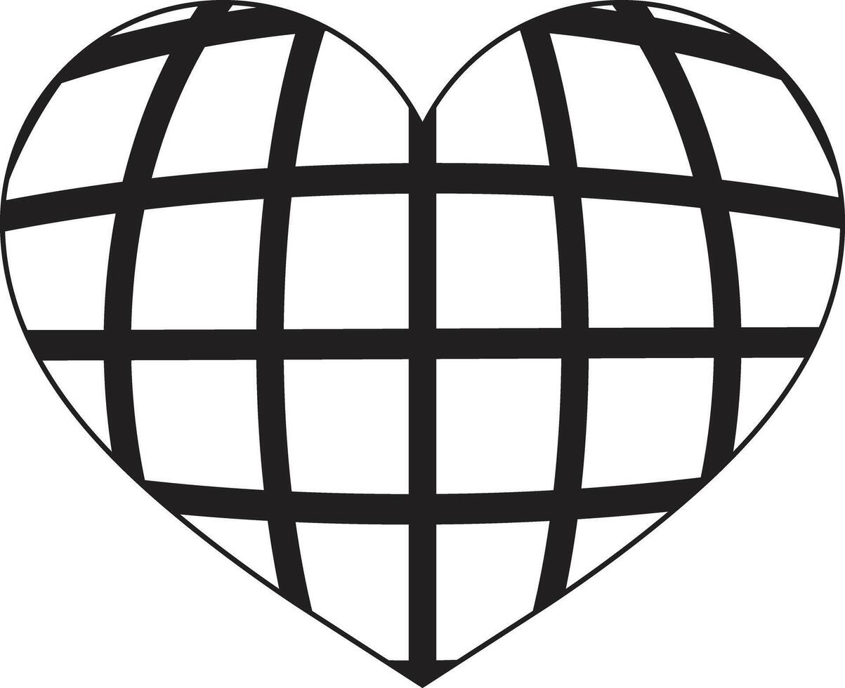 Globe icon in heart shape isolated on white background . Globe heart icon . illustration vector